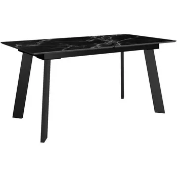 Стол DikLine DKH160, керамика 160(200)х90, мрамор черный матовый, опоры черные (2 уп.) арт.00-00075521 Dikline