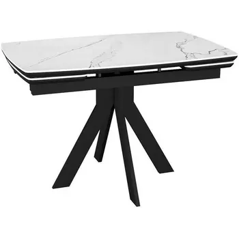 Стол DikLine DKU120 Керамика Белый мрамор/подстолье черное/опоры черные (2 уп.) арт.00-00074484 Dikline