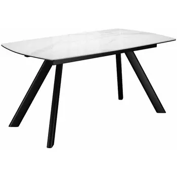 Стол DikLine KL160 керамика белый мрамор С39 глянец/опоры черные) (2 уп) арт.00-00072995 Dikline