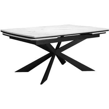 Стол DikLine KM160 мрамор С41 (керамика белая)/опоры черные 00-00069809 Dikline