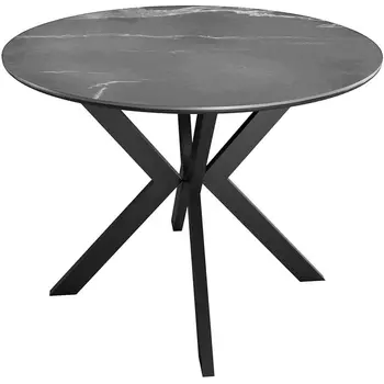 Стол DikLine RN90 d900 Керамика Серый мрамор/подстолье черное/опоры черные арт.00-00073785 Dikline