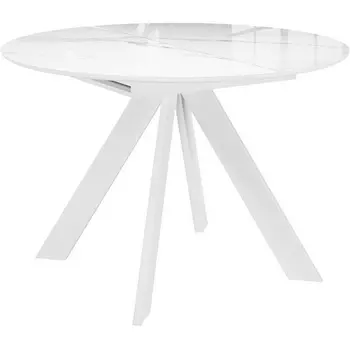 Стол DikLine SFC110 d1100 стекло Оптивайт Белый мрамор/подстолье белое/опоры белые 00-00070097 Dikline