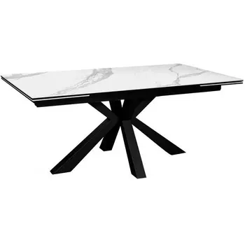 Стол DikLine SFE160 Керамика Белый мрамор/подстолье черное/опоры черные (2 уп.) 00-00069621 Dikline