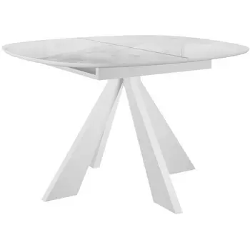 Стол DikLine SFK110 стекло белое мрамор глянец,подстолье белое,опоры белые (2 уп.) Dikline