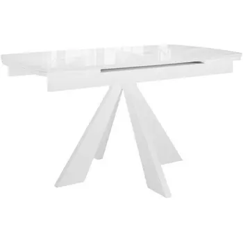 Стол DikLine SFU140 стекло белое мрамор глянец/подстолье белое/опоры белые (2 уп.) 00-00070109 Dikline
