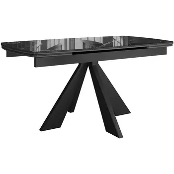 Стол DikLine SFU140 стекло черное мрамор глянец/подстолье черное/опоры черные (2 уп.) 00-00070113 Dikline