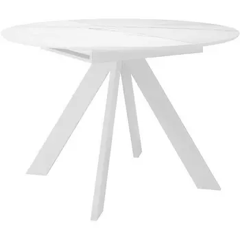 Стол DikLine SKC100 d1000 Керамика Белый мрамор,подстолье белое,опоры белые Dikline