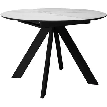 Стол DikLine SKC90 d900 Керамика Белый мрамор/подстолье черное/опоры черные арт.00-00073780 Dikline