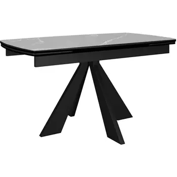 Стол DikLine SKU120 Керамика Серый мрамор,подстолье черное,опоры черные Dikline