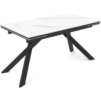 Стол DikLine SKW140 Керамика белая FNZ 9206037/подстолье черное/опоры черные (2 уп.) арт.00-00071658 Dikline