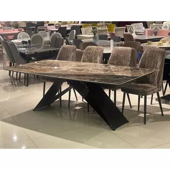 Стол DikLine SKY220 Керамика Amadeus,подстолье черное,опоры черные (2 уп.) Dikline