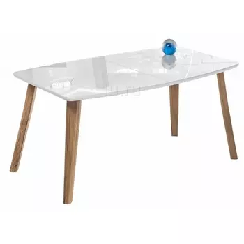 Стеклянный стол Woodville Серсея белый / дуб монтана 462079