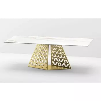 Стол ENNA 220 KL-188 Контрастный мрамор матовый, итальянская керамика/ каркас цвета шампань М-City M-City