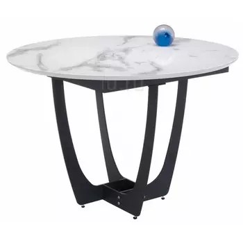 Стеклянный стол Woodville Венера белый мрамор / графит 462099