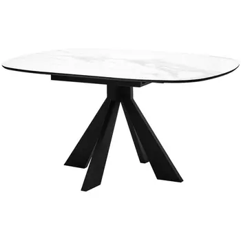 Стол ЭЛЬТОН 110 Белый мрамор, стекло / Черный каркас М-City M-City