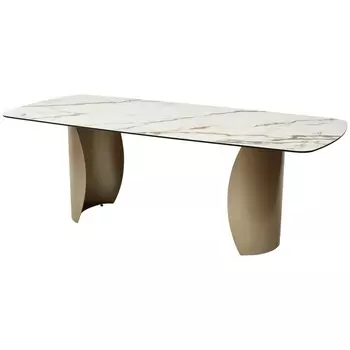 Стол KL-188 Контрастный мрамор матовый, итальянская керамика/ каркас цвета шампань M-City Bronte 614M04358