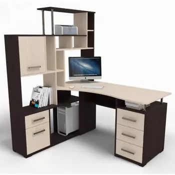 Стол компьютерный Woodville Джаз-15 левый венге / дуб молочный 318938