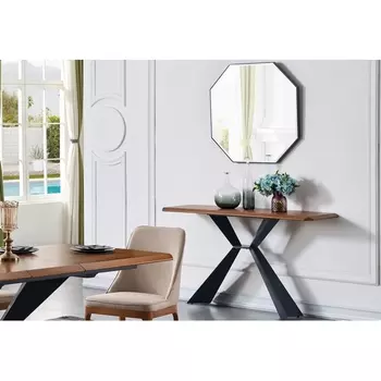 Стол консоль V1712A орех (WK-07)/черный (PC-02) ESF V1712A-WK07-PC02