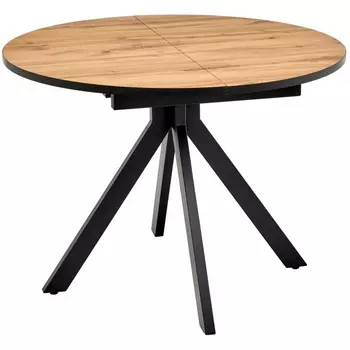 Стол круглый раскладной 100-130x100x75см, Дуб Вотан, чёрный Bradex Home Rudolf RF 0301
