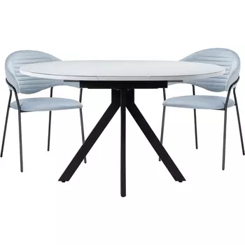 Стол кухонный Woodville Алейида белый / голубой / черный глянец