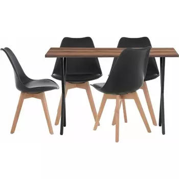 Стол кухонный Woodville Хандис дуб делано темный / черный / дерево