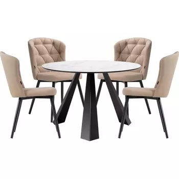 Стол кухонный Woodville Эудис velutto 05 / белый мрамор / черный