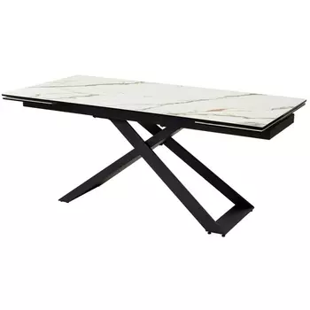 Стол LIVORNO 180 KL-188 Контрастный мрамор матовый, итальянская керамика/ черный каркас (M-City)