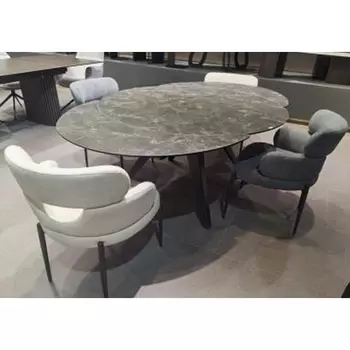 Стол M-City AKSEL 130 цвет Mona Lisa Cерый мрамор, керамика, / Темно-серый каркас