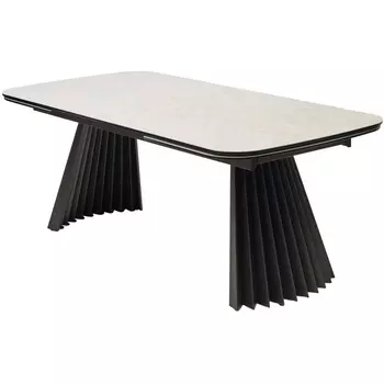 Стол M-City ASTRID 200 TL-102 Бежевый мрамор, испанская керамика / Темно-серый каркас