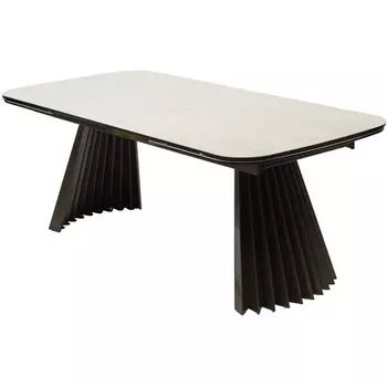 Стол M-City ASTRID 200 TL-102 Бежевый мрамор, испанская керамика / Шоколадное золото каркас