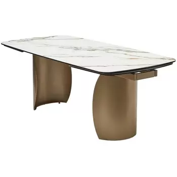 Стол M-City BRONTE 200 раскладной KL-188 Контрастный мрамор матовый, итальянская керамика/ Шампань