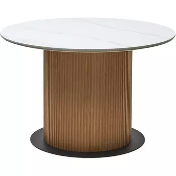 Стол M-City MESA D120 цвет БЕЛЫЙ МРАМОР M326 / Каркас OAK