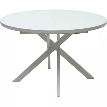 Стол M-City ОРСОН D120 раскладной Белый, глянец, стекло/ белый каркас