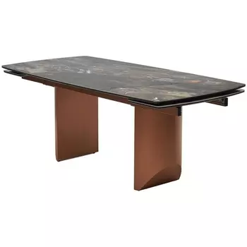 Стол M-City ПУАНТО 200 TITANIUM LAWA NERO, керамика / МЕДЬ каркас