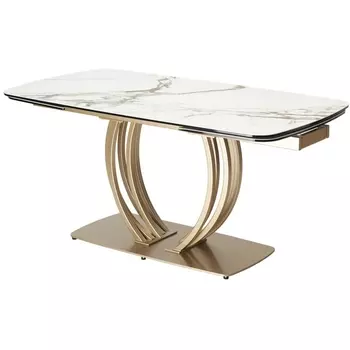 Стол MATERA 160 KL-188 Контрастный мрамор матовый, итальянская керамика/ каркас цвета шампань М-City M-City