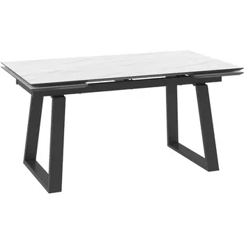 Стол Мебвилл Барон 160, Мрамор светлый,Compakt cer/Чёрный