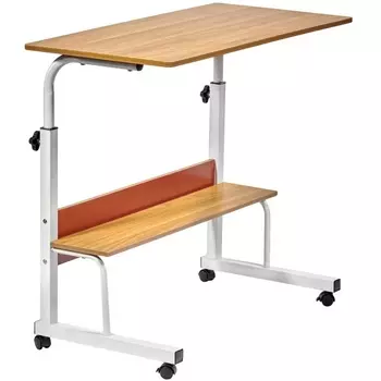 Стол многофункциональный 80x40x66-90 см, с полкой, светлое дерево, белый Bradex Home Isola FR 0687