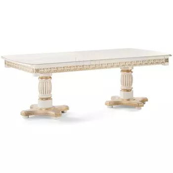 Стол Woodville Морнит 220(320)х110 молочный / золото 483916