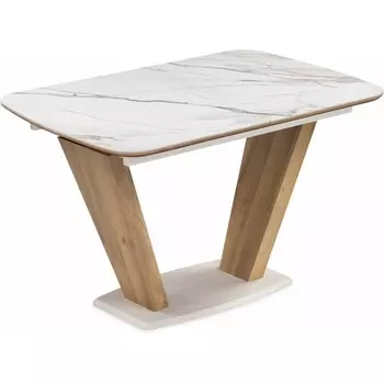 Стол на тумбе Петир (Петир 120(160)х80х75 gilt white / дуб монтана) Woodville арт.588013