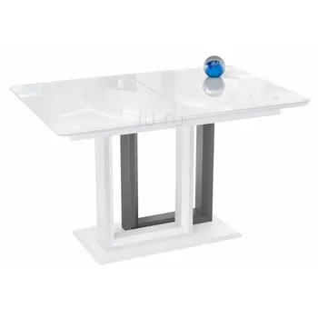 Стол на тумбе Woodville Санса белый / белая шагрень / грей 462081