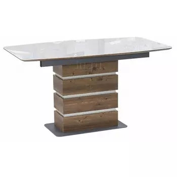 Стол на тумбе Woodville Фернан белый / орех кантри 462112