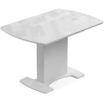 Стол на тумбе Woodville Палмер 120(160)х80х75 белое стекло / белый 490090