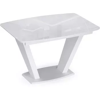 Стол на тумбе Woodville Петир 120(160)х80 ультра белый / белый / камень белый 517335