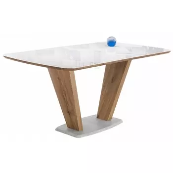 Стол на тумбе Woodville Петир 160 белый / дуб монтана 462108