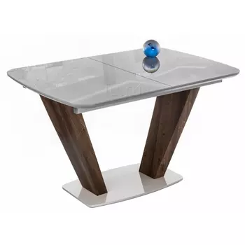 Стол на тумбе Woodville Петир серый / орех кантри 462089