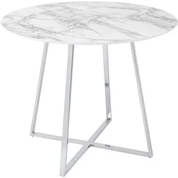 Стол обеденный Stool Group Дакота 100*100 белый мрамор ножки хром УТ000036111