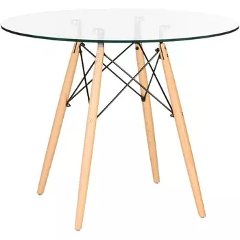 Стол обеденный CHELSEA`90 (ножки светлый бук, столешница стекло) Dobrin 109-1-TD-LMZL GLASS GLASS, стекло, цвет основания бук