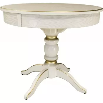 Стол обеденный Фидея 4 раздвижной слоновая кость/золото 90/130*90 Mebelik арт.008271