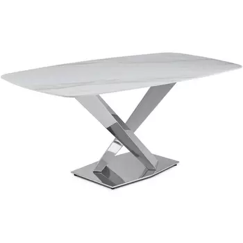 Стол обеденный Интерно Силвер DT-2883, 180х90х75 см, белый мрамор/серебро IST-CASA