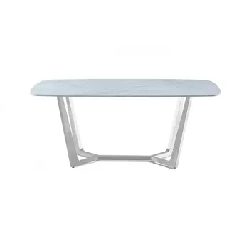 Стол обеденный IST-CASA Ланс Силвер DT-2852L,180х90х75 см, белый мрамор
